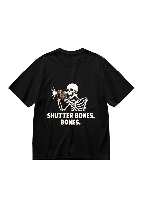 T Shirt for Men, Shutter Bones, Skull Camera Print, Vintage Graphic Tees Men, 23930961,S