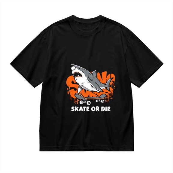 T Shirt for Men, Skate Or Die,Shark Skateboard Print, Vintage Graphic Tees Men, 23985898,3XL