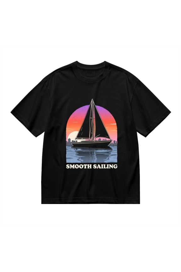 T Shirt for Men, Smooth Sailing,Sailboat Sunset Print 1, Vintage Graphic Tees Men, 23985859,3XL