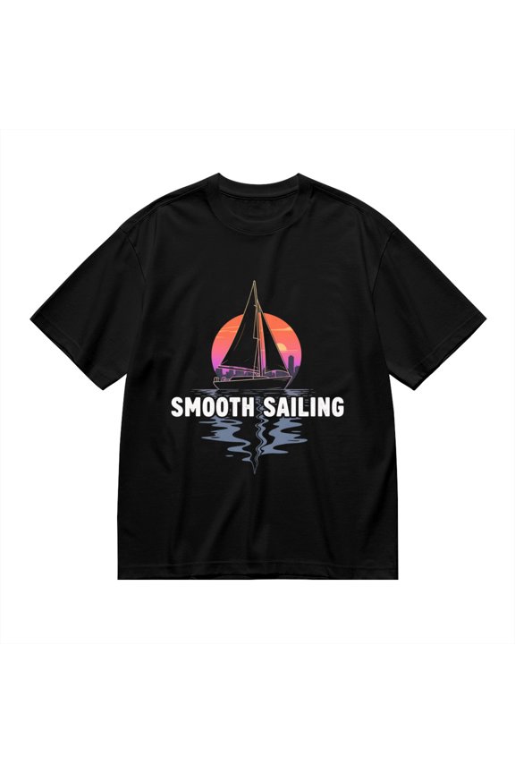 T Shirt for Men, Smooth Sailing,Sailboat Sunset Print, Vintage Graphic Tees Men, 23985928,3XL
