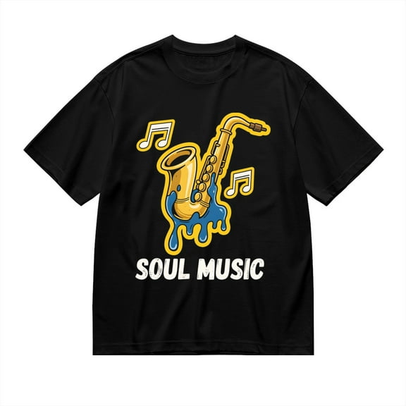 T Shirt for Men, Soul Music,Saxophone Melting Print 1, Vintage Graphic Tees Men, 23985922,S