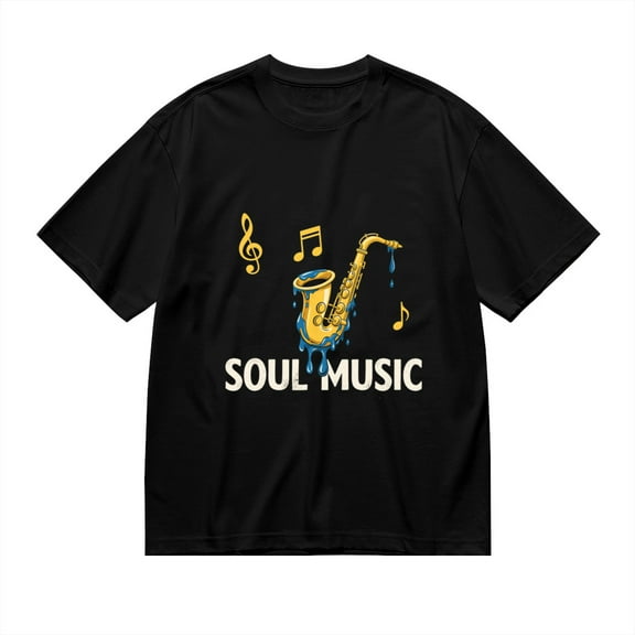 T Shirt for Men, Soul Music,Saxophone Melting Print, Vintage Graphic Tees Men, 23985886,M