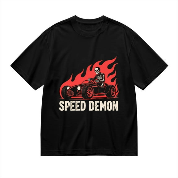 T Shirt for Men, Speed Demon,Skull Racing Print, Vintage Graphic Tees Men, 23985847,3XL