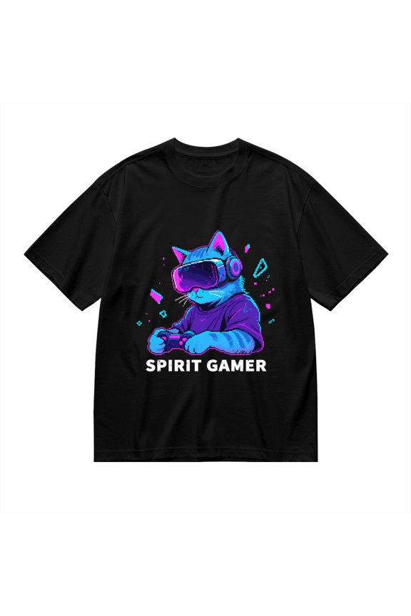 T Shirt for Men, Spirit Gamer,Cat Vr Print, Vintage Graphic Tees Men, 23985846,3XL