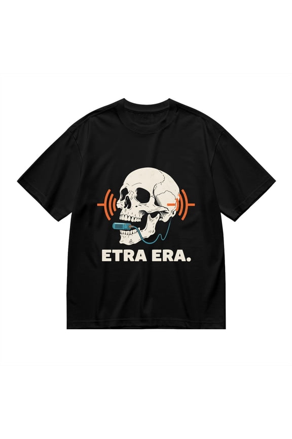 T Shirt for Men, Static Era, Skull Music Print, Vintage Graphic Tees Men, 23930902,S
