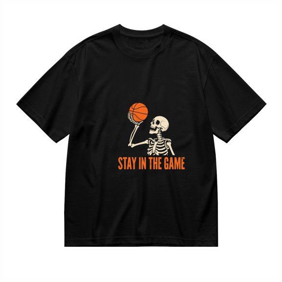 T Shirt for Men, Stay In The Game, Basketball Skull Print 1, Vintage Graphic Tees Men, 23930993,3XL