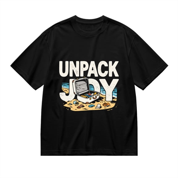 T Shirt for Men, Unpack Joy,Suitcase Beach Print, Vintage Graphic Tees Men, 23985831,S