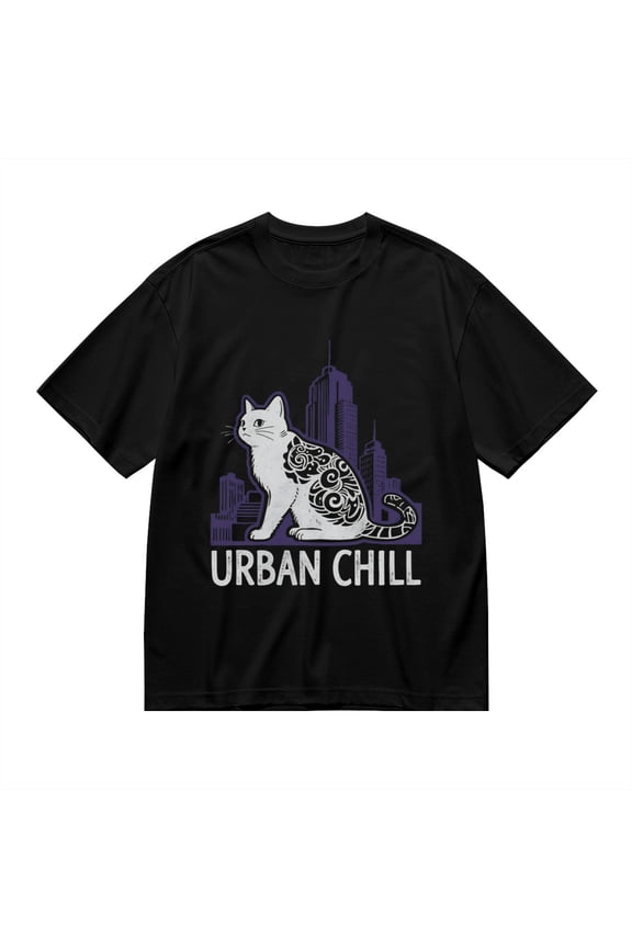 T Shirt for Men, Urban Chill,Cat City Print 1, Vintage Graphic Tees Men, 23985811,S