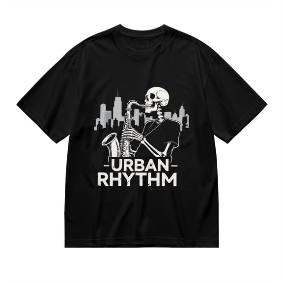 T Shirt for Men, Urban Rhythm,Skeleton Saxophone Print 1 2, Vintage Graphic Tees Men, 23985840,XL