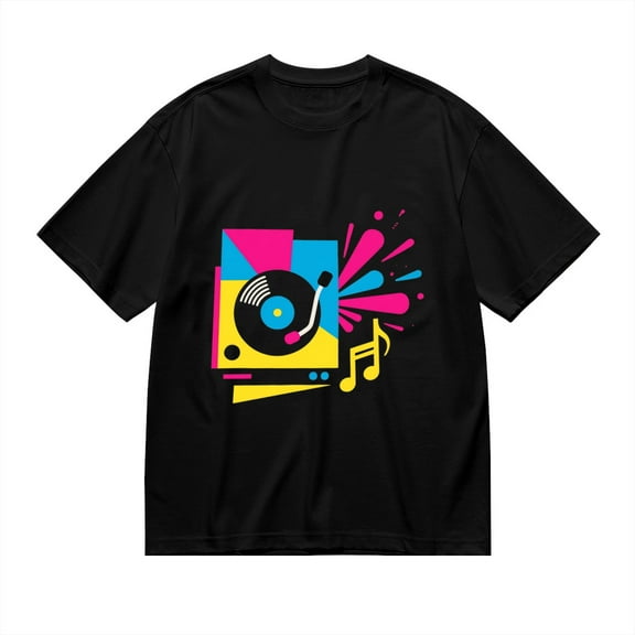 T Shirt for Men, Vibe On,Vinyl Player Print, Vintage Graphic Tees Men, 23985868,XXL