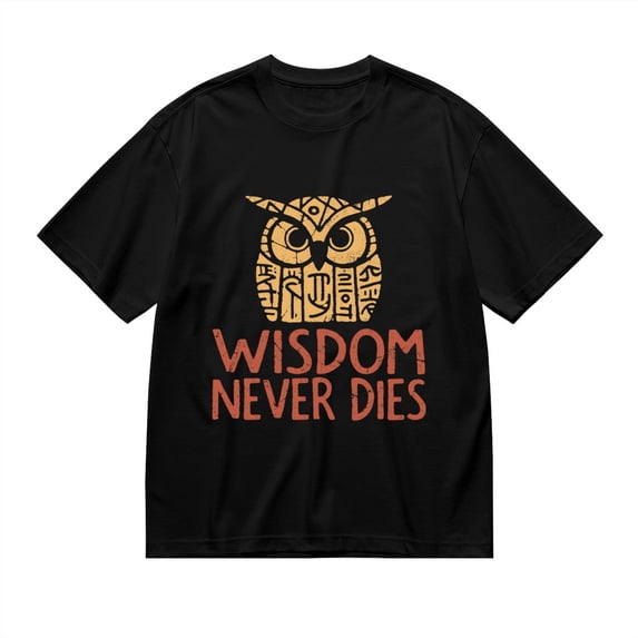 T Shirt for Men, Wisdom Never Dies, Owl Print, Vintage Graphic Tees Men, 23930930,S