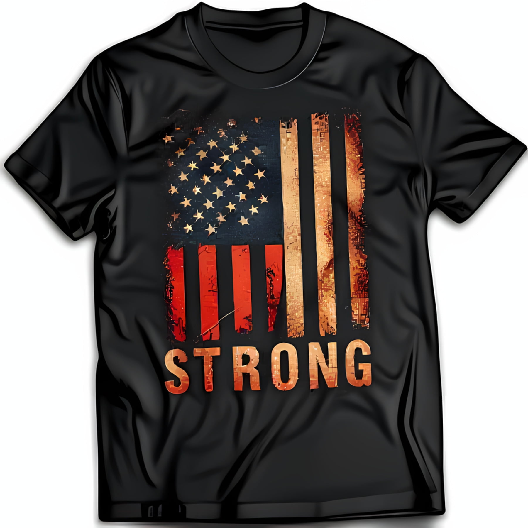 T-Shirt for Men & Women STRONG Grunge Design on Black Tee