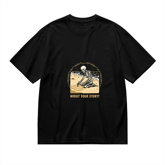 T Shirt for Men, Write Your Story, Skull Beach Print, Vintage Graphic Tees Men, 23930941,L