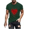 thumbnail image 1 of T-Shirt for Men's Valentine’s Day Heart Printing Short Sleeve Fitness T-shirt,Soft Casual Men's Tee Army Green, 1 of 4