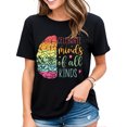 thumbnail image 1 of T-Shirt for Women Celebrate Minds Of All Kinds Autism Awareness Neurodiversity Casual Short Sleeve Tops Black 2X-Large, 1 of 4