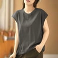 thumbnail image 1 of T-Shirt for Women Crewneck Cap Sleeve Casual Loose Fit Solid Color Basic Minimalist Soft Lightweight Stretchy Daily Wear Athleisure Summer Tee Tops, 1 of 5