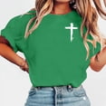 thumbnail image 1 of T-Shirt for Women Crewneck Short Sleeve Vintage Loose Fit Cross Graphic Print Cotton Feel Fabric Soft Breathable Streetwear Casual Daily Wearing, 1 of 5