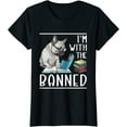 thumbnail image 1 of T-Shirt for Women I'm with The Banned Read Banned Books Lover Casual Short-sleeved Tops Black 4X-Large, 1 of 4