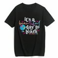 thumbnail image 1 of T-Shirt for Women Teacher Life Shirt It's a Beautiful Day to Learn Tee Funny Back to School Teacher Gift Casual Short Sleeve Top Black 2X-Large, 1 of 4