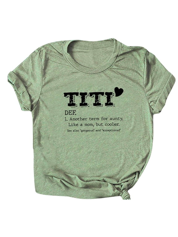 T-Shirt for Women Titi Funny Letter Print Short Sleeve Crew Neck Graphic Tops T Shirt Novelty Aunt Auntie Tees Shirts