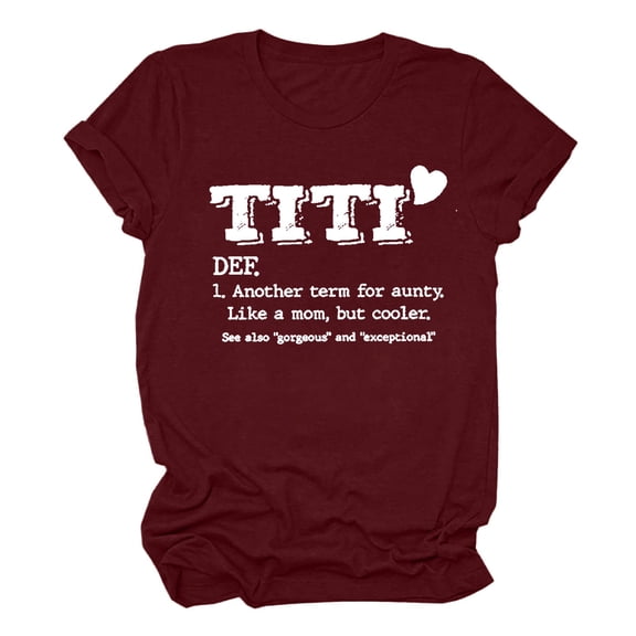 T-Shirt for Women Titi Funny Letter Print Short Sleeve Crew Neck Graphic Tops T Shirt Novelty Aunt Auntie Tees Shirts