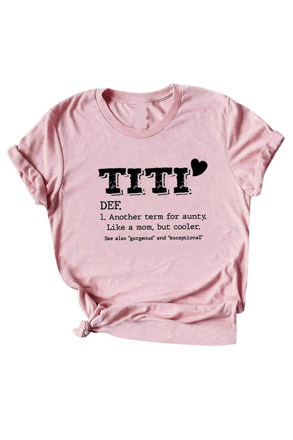 T-Shirt for Women Titi Funny Letter Print Short Sleeve Crew Neck Graphic Tops T Shirt Novelty Aunt Auntie Tees Shirts