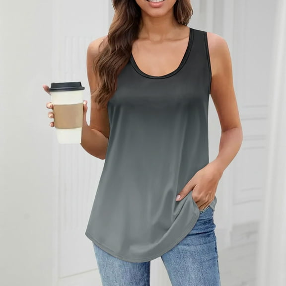 T-Shirt for Women Women's Girl Tank Top Solid Color Casual Top Tank Tops For Women Loose Fit Sleeveless Tops Flowy