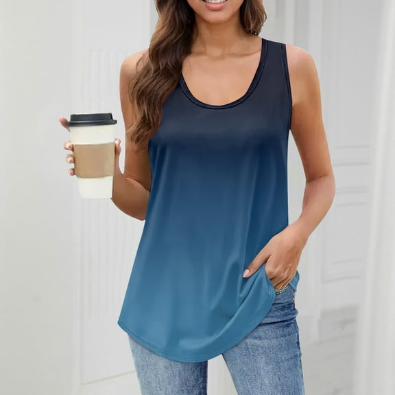 T-Shirt for Women Women's Girl Tank Top Solid Color Casual Top Tank Tops For Women Loose Fit Sleeveless Tops Flowy
