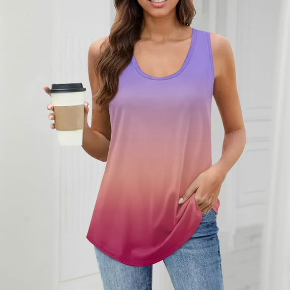 T-Shirt for Women Women's Girl Tank Top Solid Color Casual Top Tank Tops For Women Loose Fit Sleeveless Tops Flowy