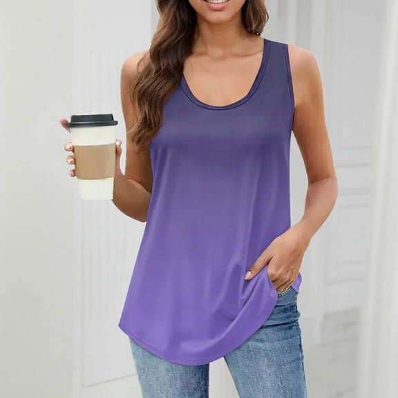 T-Shirt for Women Women's Girl Tank Top Solid Color Casual Top Tank Tops For Women Loose Fit Sleeveless Tops Flowy