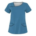 thumbnail image 1 of T-Shirt for Women Women's Solid Color Short Sleeve Workwear With Double Pockets Top, 1 of 3