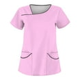thumbnail image 1 of T-Shirt for Women Women's Solid Color Short Sleeve Workwear With Double Pockets Top, 1 of 3