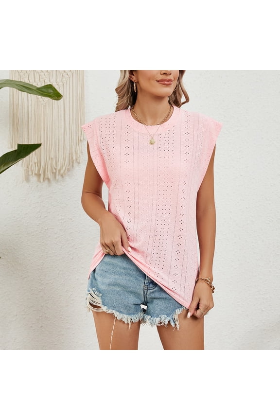 T-Shirt for Women Women's Summer Sleeveless Refreshing Tank Top T-shirt Casual Loose Strap Open Back Tank