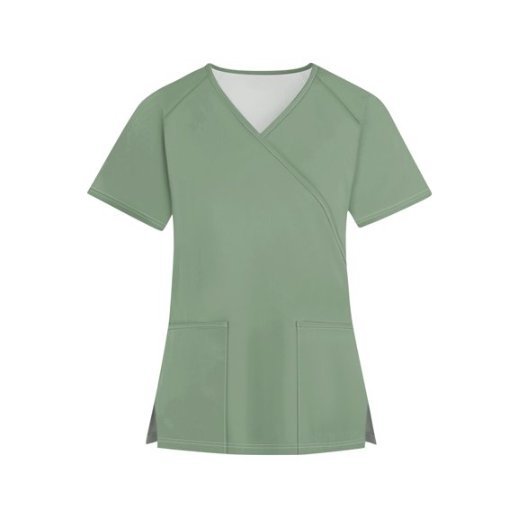 T-Shirt for WomenWomen's Fashion V-neck Solid Color Short Sleeve Workwear With Pockets Tops