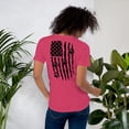 thumbnail image 1 of T-Shirt with Flag & Paw Prints (Heather Raspberry, L), 1 of 2