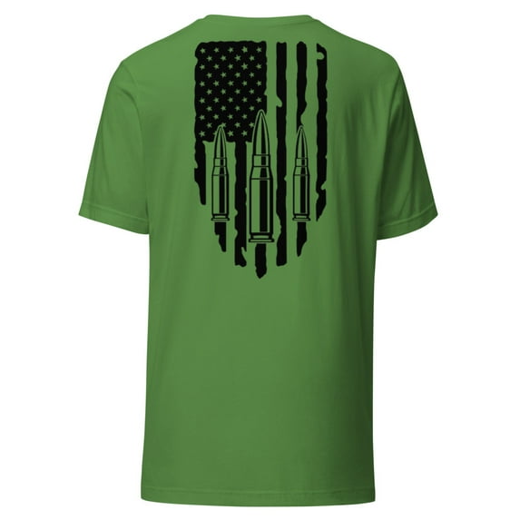 T-Shirt with Flag and Bullets (Leaf, 2XL)
