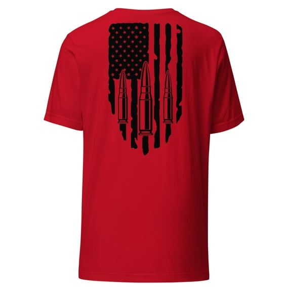 T-Shirt with Flag and Bullets (Red, S)