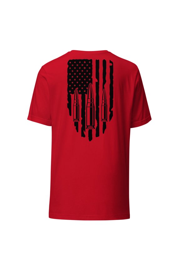 T-Shirt with Flag and Bullets (Red, S)