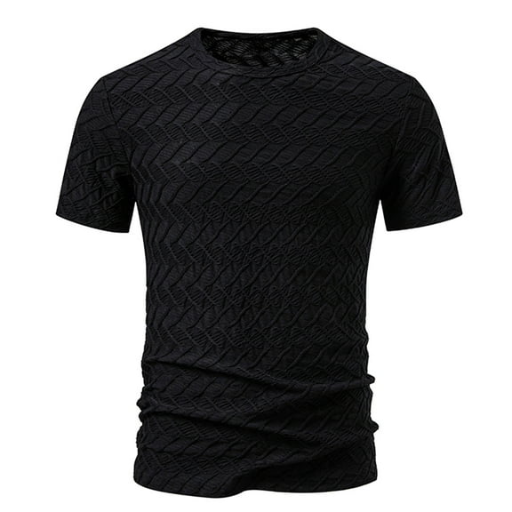 T -Shirts Camisas Blancas Para Hombres Men's Short Sleeve Knit T-Shirts Casual Crewneck Solid Texture Knit Shirt Mens Big and Tall T Shirts