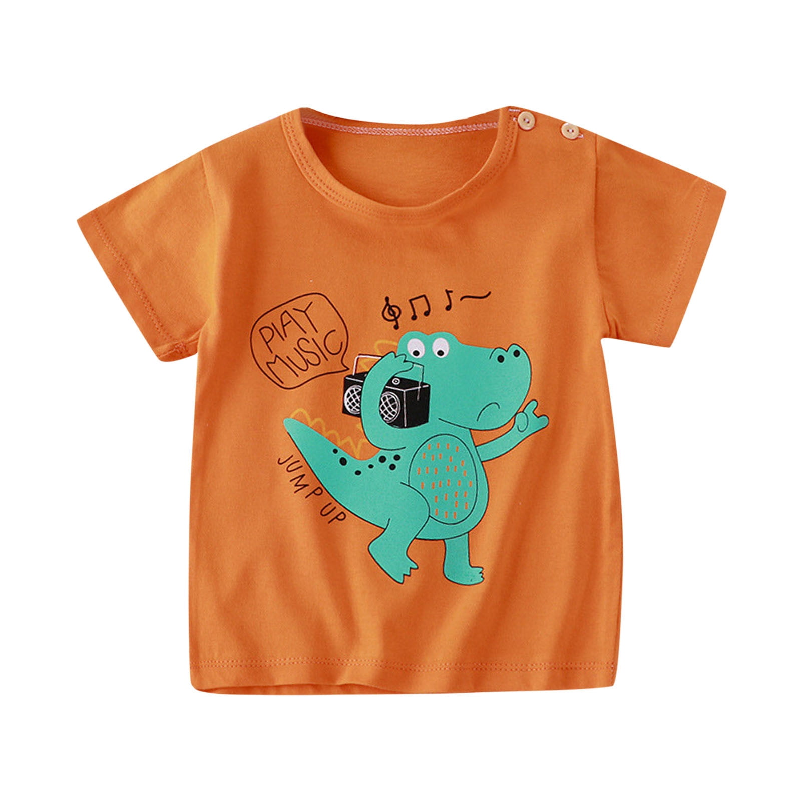 BJUTIR T Shirts For Boys Girls Shirt Cartoon Prints Short Sleeve Button ...