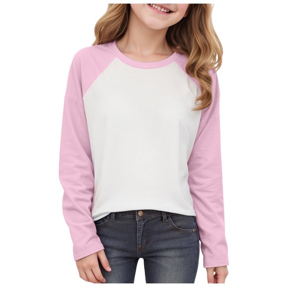 T Shirts For Girls Girls Size 7 Shirts Girls Cotton Long Sleeve Shirts Fall Crewneck Tee Tops Casual Cute Blouse