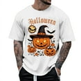 thumbnail image 1 of T Shirts For Man Halloween Pumpkin Print Casual Comfortable Short Sleeve Crew Neck Tops Loose Outdoor Activities Mens Shirts White L, 1 of 4