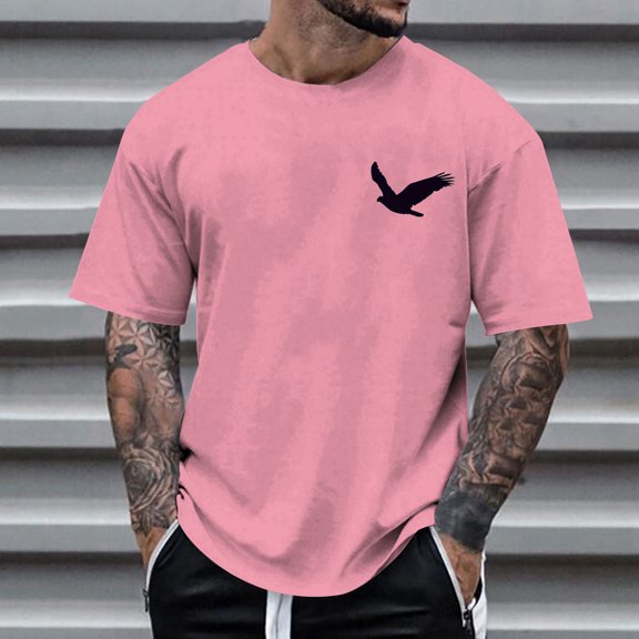 T Shirts For Men Cotton Pattern Print Lightweight V Neck Button Shirt Tops Breathable 2026 Spring Summer Fall Work Tee Pullover Outfits Pink S