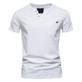 thumbnail image 1 of T-Shirts For Men Fashion Casual Solid Color Cotton V Neck Pocket Button Short Sleeve T Shirt Top Comfy Versatile T-shirt, 1 of 3