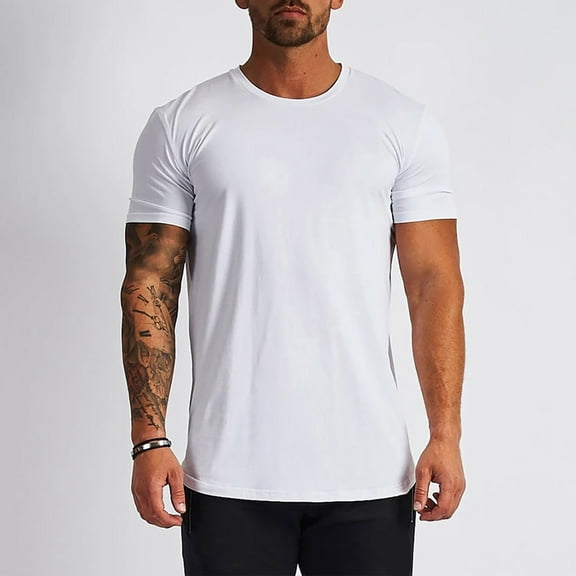 T Shirts For Men Funny Lightweight Loose Crew Neck Top Soft Casual Classic Solid Color 2026 Spring Summer Fall Work Tee Pullover Outfits White XXL