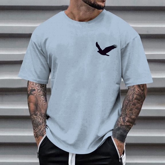 T Shirts For Men Funny Pattern Print Lightweight V Neck Button Shirt Tops Breathable Spring Summer Fall Basic Work Tee Vacation Clothes Light Blue L