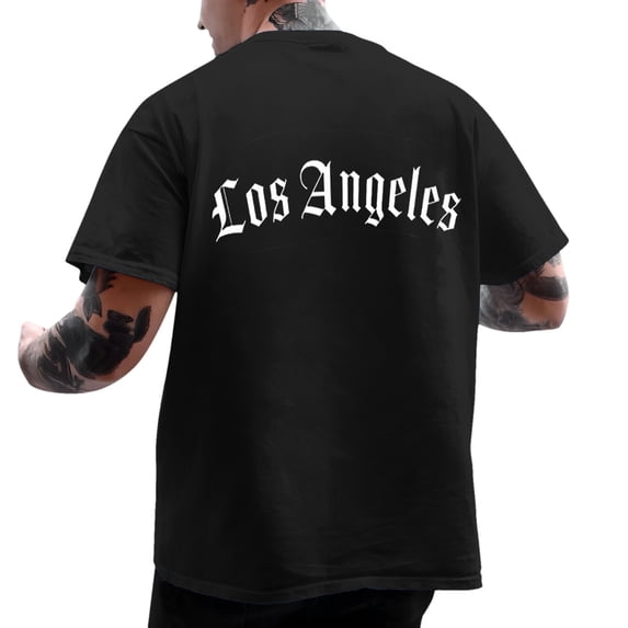 T-Shirts For Men Los Angeles Printed Short Sleeved Crew Neck T Shirt Fashion Versatile Pullover Tshirt