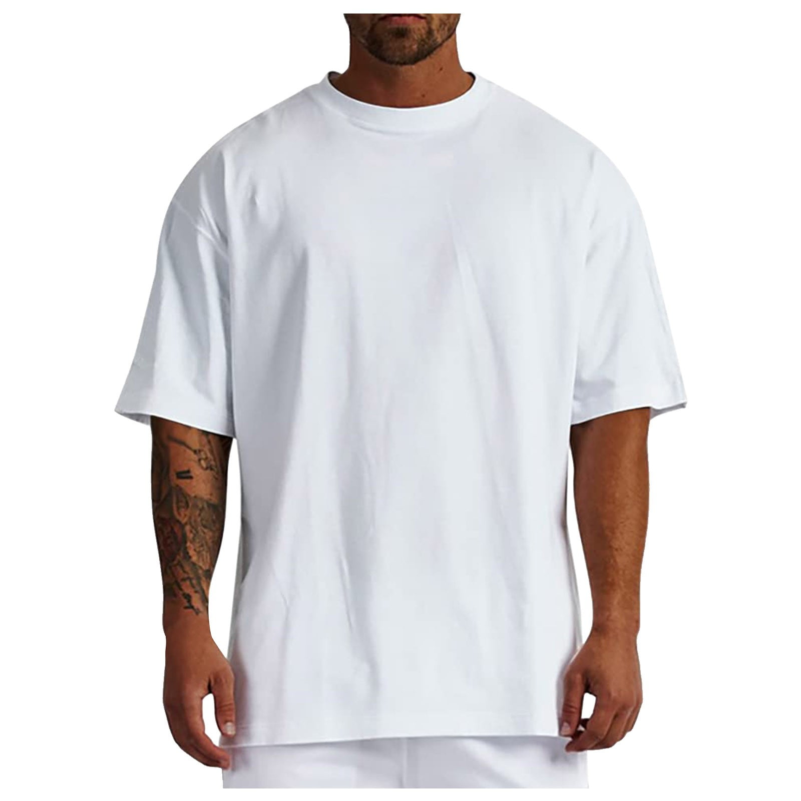 T-Shirts For Men Oversized Solid Color Round Neck Short