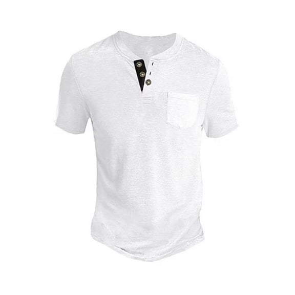T-Shirts For Men Short Sleeve Henley Shirts Solid Color Button Fitness Tees Dailywear Sports T-Shirt