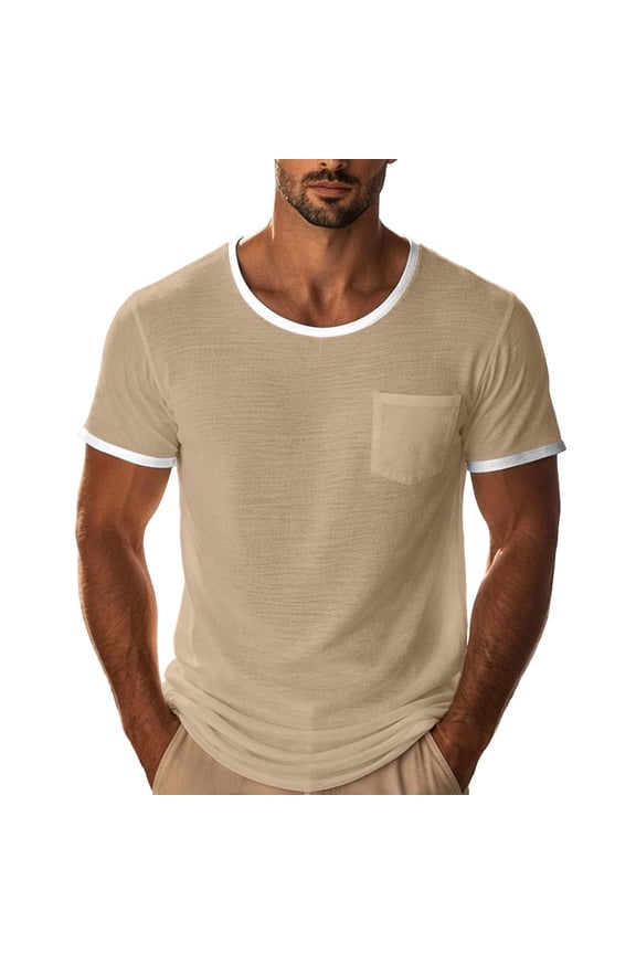 T Shirts For Men Summer Crew Neck Short Sleeve Boho Trendy Casual Solid Classic Resort Vacation Office Daytime Look Simple Chic Versatile Leisure